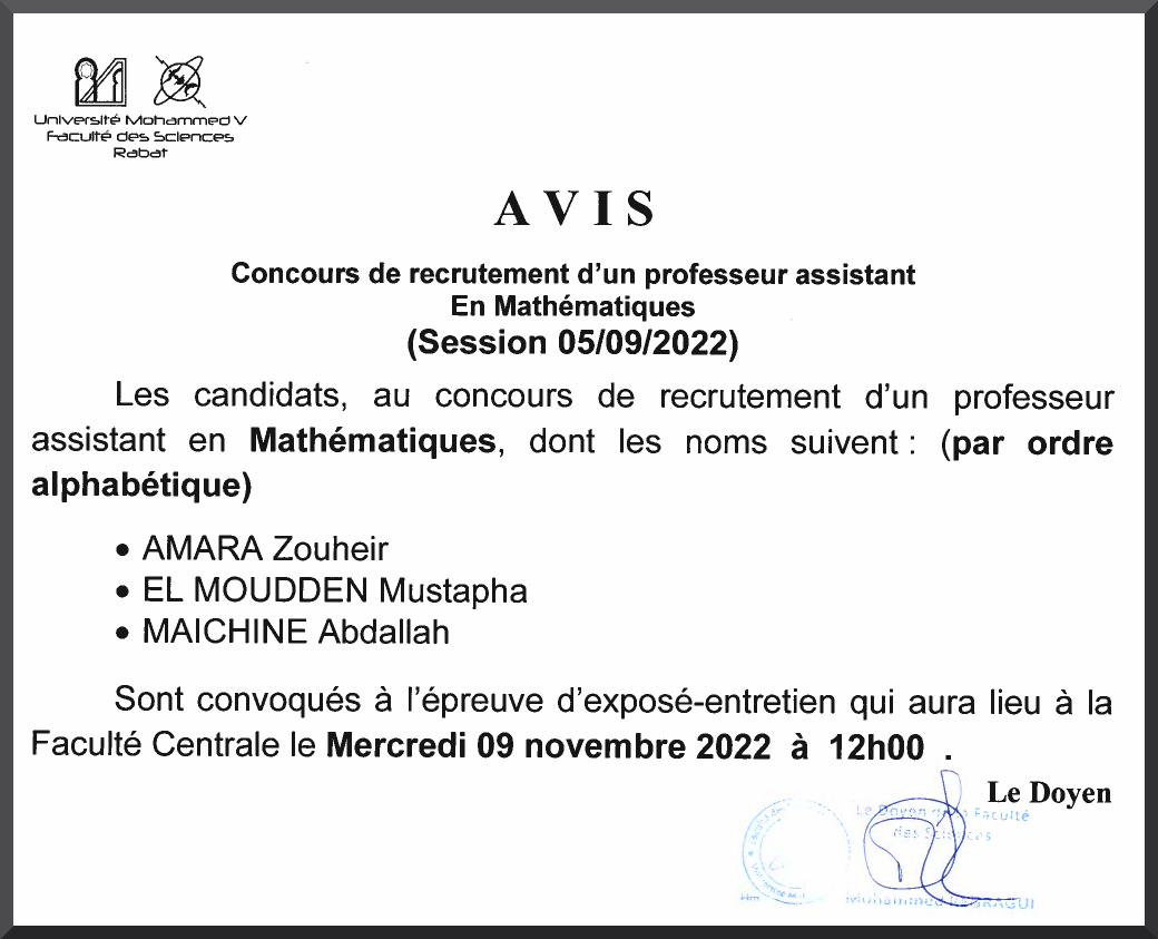 Avis De Concoours Fsr Ac Ma